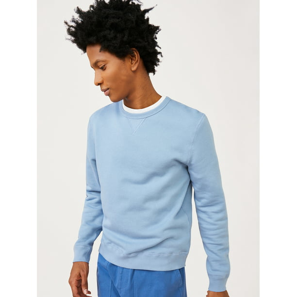 Freely Mens Cotton Long-Sleeve Slim Solid Pullover Crew-Neck T-Shirt Top